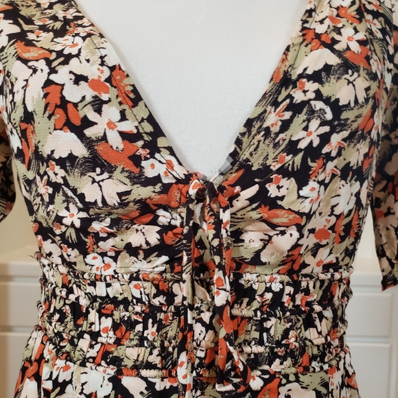 Free People Forget Me Not Fit & Flare Floral Mini Dress Charcoal - Picture 7 of 13